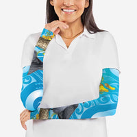 New Zealand Kokako Bird Arm Sleeves Maori Koru With Kowhai Flowers LT05 - Polynesian Pride