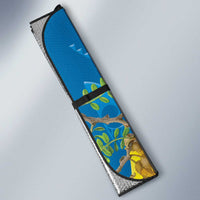 New Zealand Kokako Bird Auto Sun Shade Maori Koru With Kowhai Flowers LT05 - Polynesian Pride