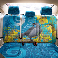 New Zealand Kokako Bird Back Car Seat Cover Maori Koru With Kowhai Flowers - Polynesian Pride