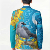 New Zealand Kokako Bird Blazer Maori Koru With Kowhai Flowers LT05 - Polynesian Pride