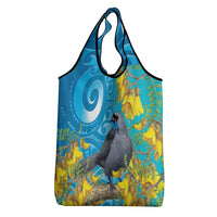 New Zealand Kokako Bird Grocery Bag Maori Koru With Kowhai Flowers LT05 - Polynesian Pride
