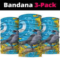 New Zealand Kokako Bird Neck Gaiter Maori Koru With Kowhai Flowers LT05 package One Size: 25*50cm Aqua - Polynesian Pride