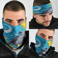 New Zealand Kokako Bird Neck Gaiter Maori Koru With Kowhai Flowers LT05 - Polynesian Pride
