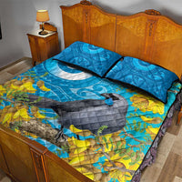 New Zealand Kokako Bird Quilt Bed Set Maori Koru With Kowhai Flowers - Polynesian Pride
