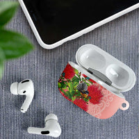New Zealand Fantail AirPods Case Maori Koru With Pohutukawa Flowers LT05 - Polynesian Pride