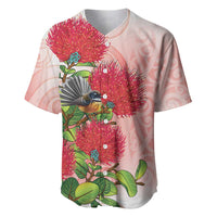 New Zealand Fantail Baseball Jersey Maori Koru With Pohutukawa Flowers LT05 Red - Polynesian Pride