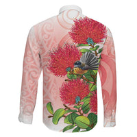 New Zealand Fantail Family Matching Mermaid Dress and Hawaiian Shirt Maori Koru With Pohutukawa Flowers