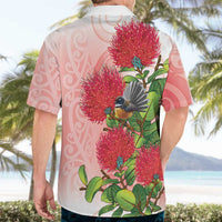 New Zealand Fantail Hawaiian Shirt Maori Koru With Pohutukawa Flowers - Polynesian Pride