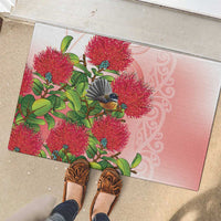 New Zealand Fantail Rubber Doormat Maori Koru With Pohutukawa Flowers LT05 - Polynesian Pride