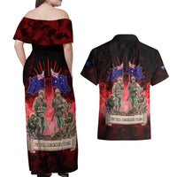 Australia And New Zealand ANZAC Day Couples Matching Off Shoulder Maxi Dress and Hawaiian Shirt Soldiers Lest We Forget