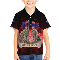 Australia And New Zealand ANZAC Day Family Matching Short Sleeve Bodycon Dress and Hawaiian Shirt Soldiers Lest We Forget
