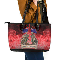 Australia And New Zealand ANZAC Day Leather Tote Bag Soldiers Lest We Forget