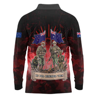 Australia And New Zealand ANZAC Day Long Sleeve Polo Shirt Soldiers Lest We Forget