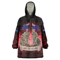 Australia And New Zealand ANZAC Day Wearable Blanket Hoodie Soldiers Lest We Forget