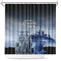 New Zealand ANZAC Day Shower Curtain HMNZS Achilles We Will Remember Them LT05 Blue - Polynesian Pride