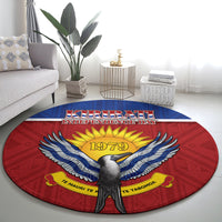 Kiribati 45th Independence Day Round Carpet Lesser Frigatebird Tribal Pattern