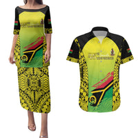 Vanuatu 46th Independence Couples Matching Puletasi and Hawaiian Shirt Special Style LT05 Yellow - Polynesian Pride