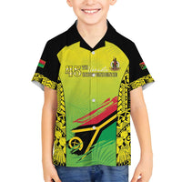 Vanuatu 45th Independence Family Matching Off Shoulder Maxi Dress and Hawaiian Shirt Special Style - Polynesian Pride