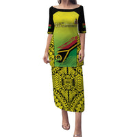 Vanuatu 46th Independence Puletasi Special Style LT05 Long Dress Yellow - Polynesian Pride