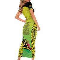 Vanuatu 46th Independence Short Sleeve Bodycon Dress Special Style LT05 - Polynesian Pride