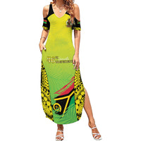 Vanuatu 46th Independence Summer Maxi Dress Special Style LT05 Women Yellow - Polynesian Pride