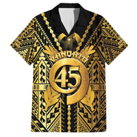 Vanuatu 45th Anniversary Of Independence Family Matching Off The Shoulder Long Sleeve Dress and Hawaiian Shirt Gold Style - Polynesian Pride