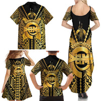 Vanuatu 45th Anniversary Of Independence Family Matching Summer Maxi Dress and Hawaiian Shirt Gold Style - Polynesian Pride