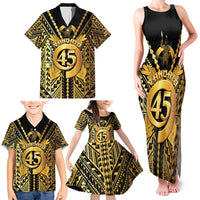 Vanuatu 45th Anniversary Of Independence Family Matching Tank Maxi Dress and Hawaiian Shirt Gold Style - Polynesian Pride