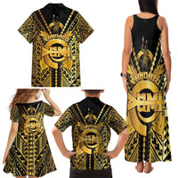 Vanuatu 45th Anniversary Of Independence Family Matching Tank Maxi Dress and Hawaiian Shirt Gold Style - Polynesian Pride