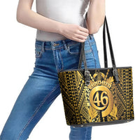Vanuatu 46th Anniversary Of Independence Leather Tote Bag Gold Style LT05 - Polynesian Pride
