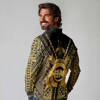 Vanuatu 45th Anniversary Of Independence Long Sleeve Polo Shirt Gold Style - Polynesian Pride