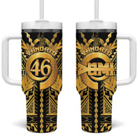 Vanuatu 46th Anniversary Of Independence Tumbler With Handle Gold Style LT05 One Size: 40 oz Gold - Polynesian Pride