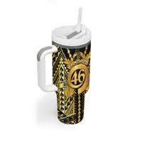 Vanuatu 46th Anniversary Of Independence Tumbler With Handle Gold Style LT05 - Polynesian Pride