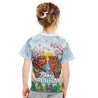 Hawaii And Japan Okinawa Kid T Shirt Aloha Gozaimasu Tiki With Shisa LT05 - Polynesian Pride