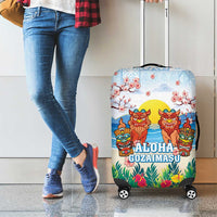 Hawaii And Japan Okinawa Luggage Cover Aloha Gozaimasu Tiki With Shisa