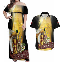 Papua New Guinea Couples Matching Off Shoulder Maxi Dress and Hawaiian Shirt 50 Years Of Independence - Polynesian Pride