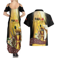 Papua New Guinea Couples Matching Summer Maxi Dress and Hawaiian Shirt 50 Years Of Independence - Polynesian Pride