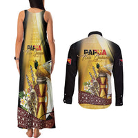 Papua New Guinea Couples Matching Tank Maxi Dress and Long Sleeve Button Shirt 50 Years Of Independence LT05 - Polynesian Pride