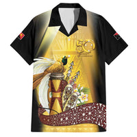 Papua New Guinea Family Matching Off Shoulder Maxi Dress and Hawaiian Shirt 50 Years Of Independence LT05 Dad's Shirt - Short Sleeve Gold - Polynesian Pride