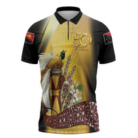 Papua New Guinea Zipper Polo Shirt 50 Years Of Independence - Polynesian Pride