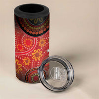 Papua New Guinea 4 in 1 Can Cooler Tumbler Birds Of Paradise With Aboriginal Pattern - Polynesian Pride
