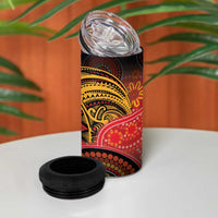 Papua New Guinea 4 in 1 Can Cooler Tumbler Birds Of Paradise With Aboriginal Pattern - Polynesian Pride