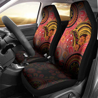 Papua New Guinea Car Seat Cover Birds Of Paradise With Aboriginal Pattern - Polynesian Pride