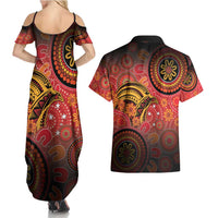 Papua New Guinea Couples Matching Summer Maxi Dress and Hawaiian Shirt Birds Of Paradise With Aboriginal Pattern - Polynesian Pride