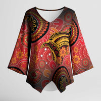 Papua New Guinea Kimono Sleeve Blouse Birds Of Paradise With Aboriginal Pattern - Polynesian Pride