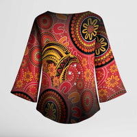Papua New Guinea Kimono Sleeve Blouse Birds Of Paradise With Aboriginal Pattern - Polynesian Pride