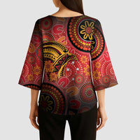 Papua New Guinea Kimono Sleeve Blouse Birds Of Paradise With Aboriginal Pattern - Polynesian Pride