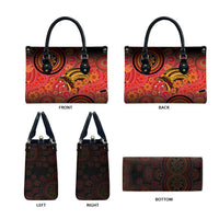 Papua New Guinea Leather Bag Birds Of Paradise With Aboriginal Pattern - Polynesian Pride
