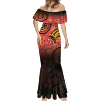 Papua New Guinea Mermaid Dress Birds Of Paradise With Aboriginal Pattern - Polynesian Pride