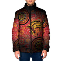 Papua New Guinea Padded Jacket Birds Of Paradise With Aboriginal Pattern - Polynesian Pride